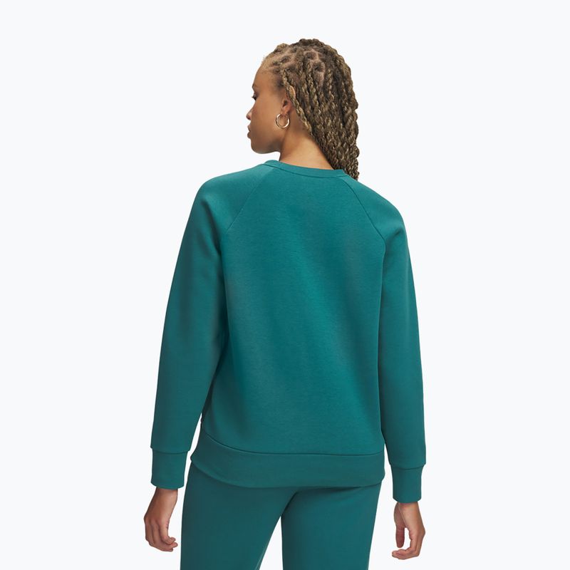 Women's sweatshirt Under Armour Rival Fleece Crew rack green/white 2