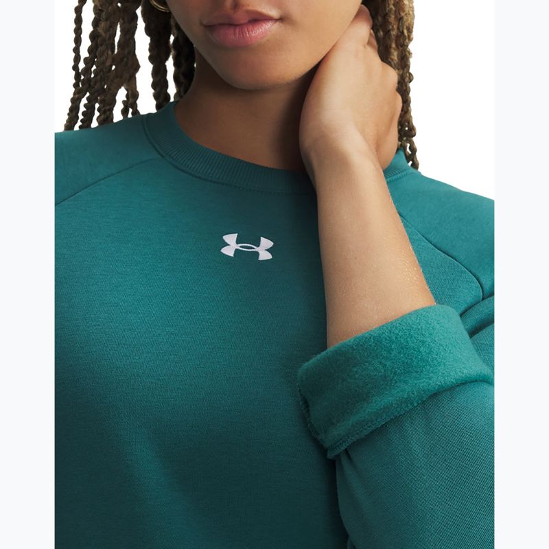 Women's sweatshirt Under Armour Rival Fleece Crew rack green/white 3