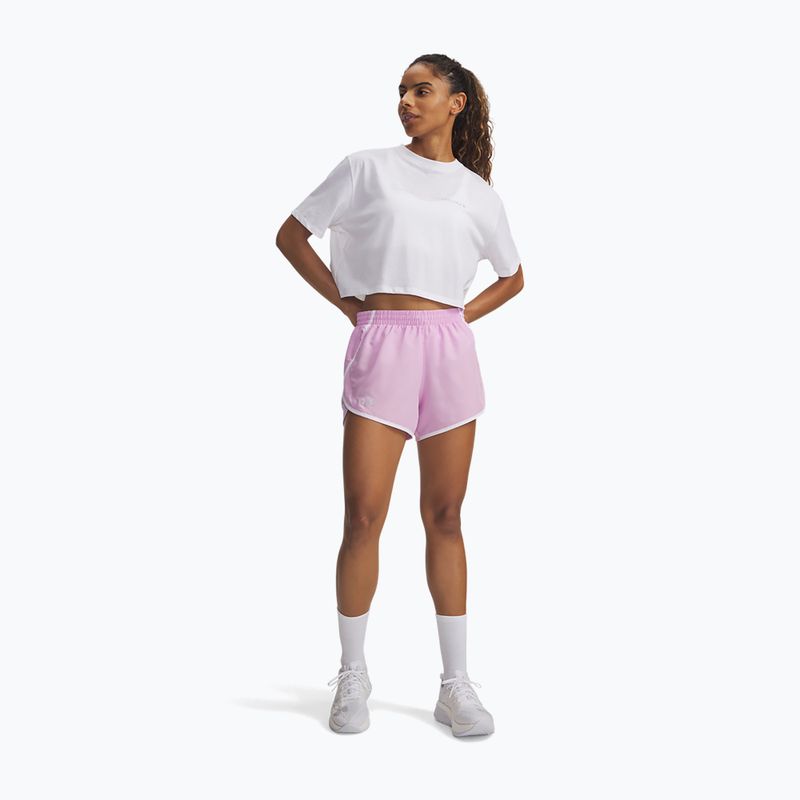 Women's running shorts Under Armour Fly By 3" pink dawn/white 2