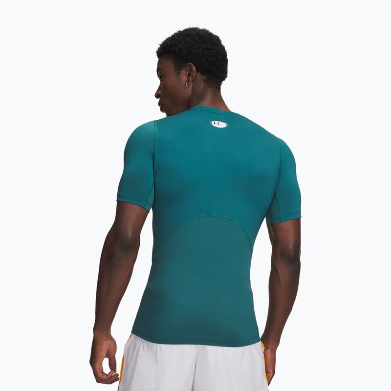 Men's training T-shirt Under Armour HG Armour Comp rack green/white 2