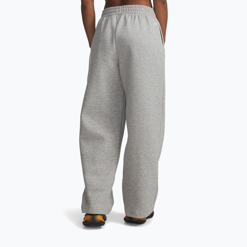Women's trousers Under Armour Rival Fleece Script mod gray light heather/white 2