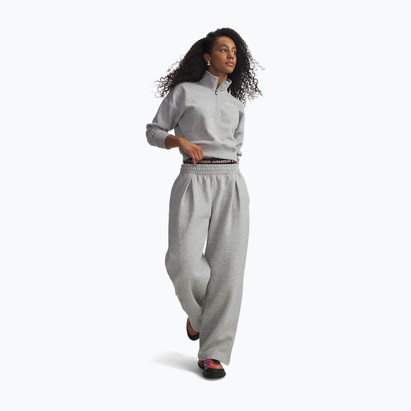 Women's trousers Under Armour Rival Fleece Script mod gray light heather/white 3