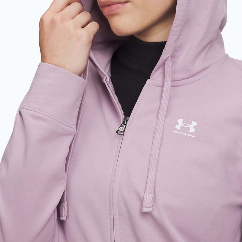 Women's sweatshirt Under Armour Sport Terry FZ mauve pink/white 3