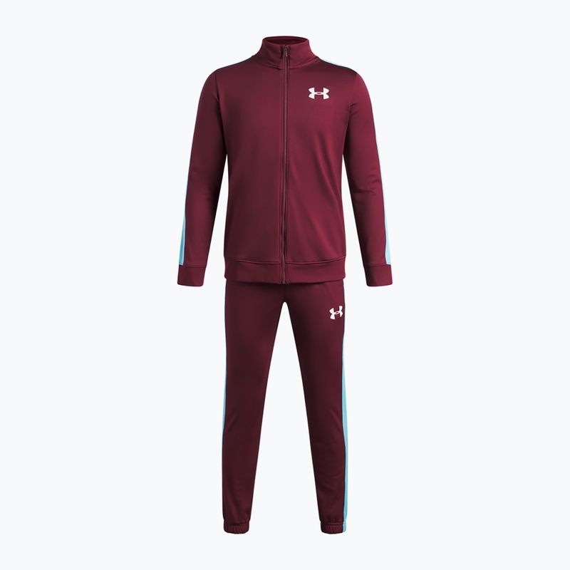 Children's tracksuit Under Armour Knit Track Suit vintage maroon/fresco blue/white