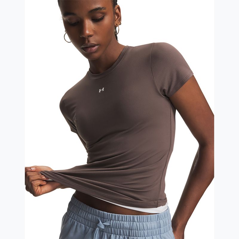 Women's training shirt Under Armour Motion Fitted SS peppercorn/white 3