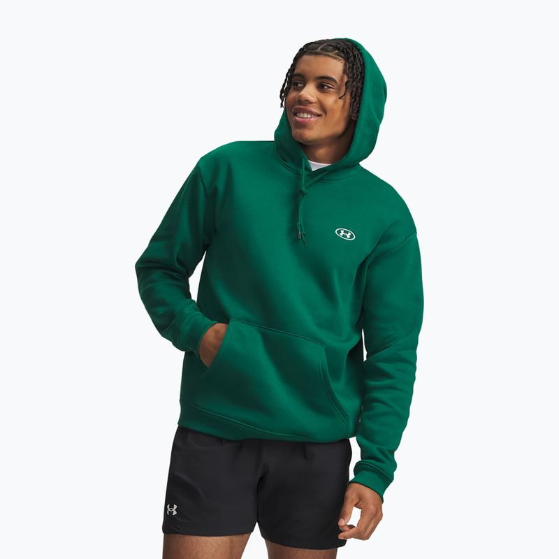 Men's sweatshirt Under Armour Rival Fleece Hoodie campus ivy/white