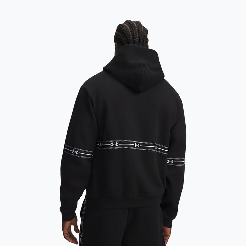 Men's sweatshirt Under Armour Icon Fleece Taped Full Zip ultimate black/white 2
