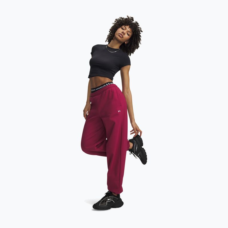 Women's trousers Under Armour Icon Fleece Gym Pant claret/white 2