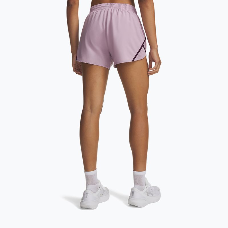 Women's running shorts Under Armour Fly By 3" Shorts mauve pink/purple echo/reflective 3