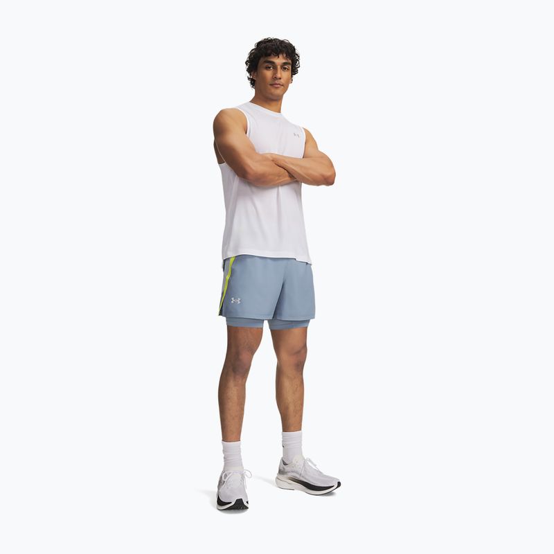 Men's running shorts Under Armour Launch 5" 2IN1 Shorts blue wind/blue fog/reflective 2