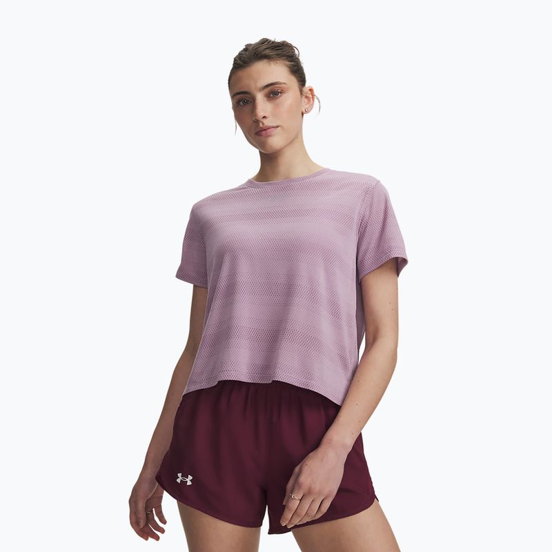 Women's running shirt Under Armour Velociti SS mauve pink/reflective
