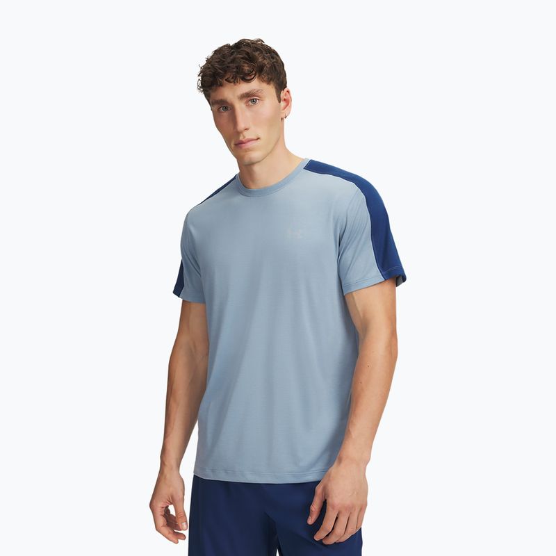 Men's running shirt Under Armour Velociti Reflect blue wind/blackout navy/reflective