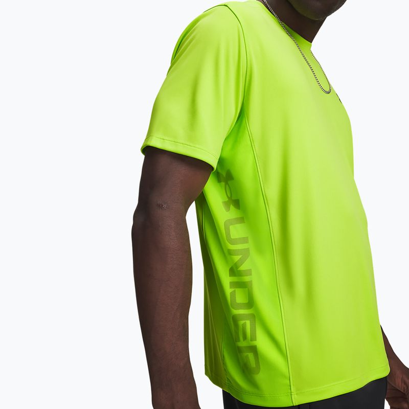 Men's training shirt Under Armour Tech Utility SS green citrine/black 3
