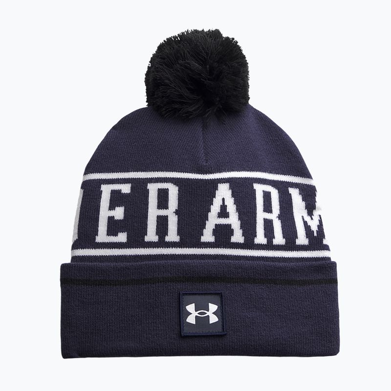 Men's winter hat Under Armour Halftime Pom Beanie midnight navy/white/white