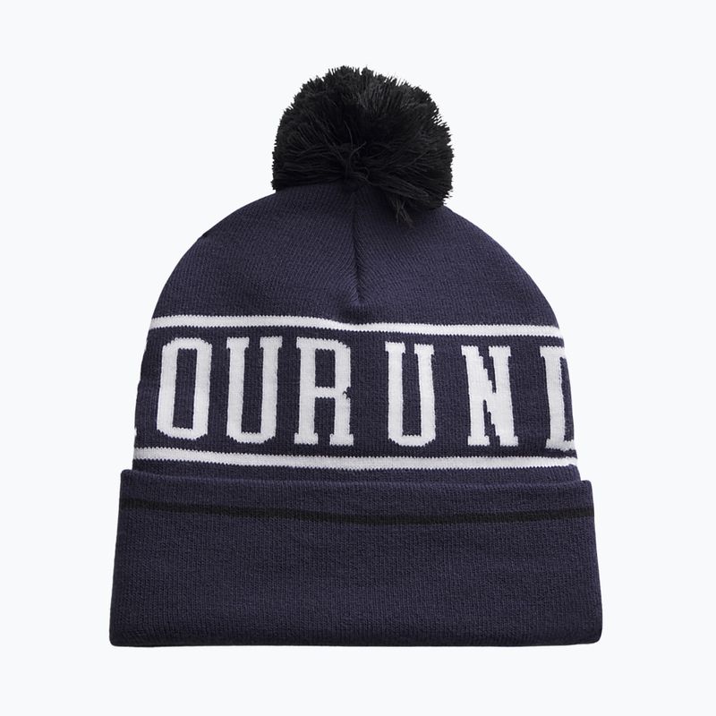 Men's winter hat Under Armour Halftime Pom Beanie midnight navy/white/white 2