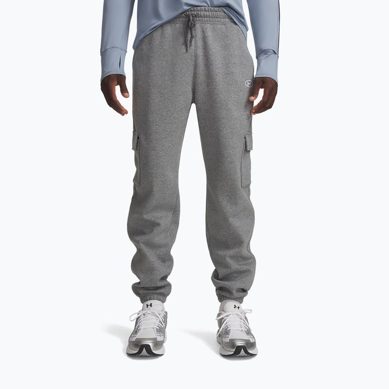 Men's trousers Under Armour Rival Fleece Cargo castlerock light heather/white