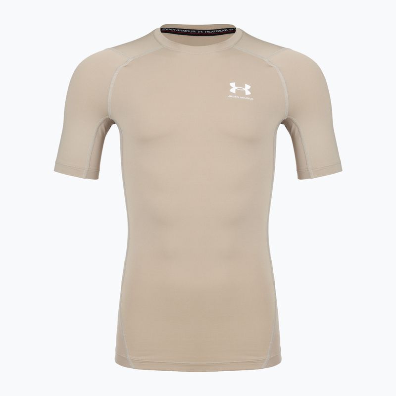 Men's training shirt Under Armour HG Armour Comp timberwolf taupe/white