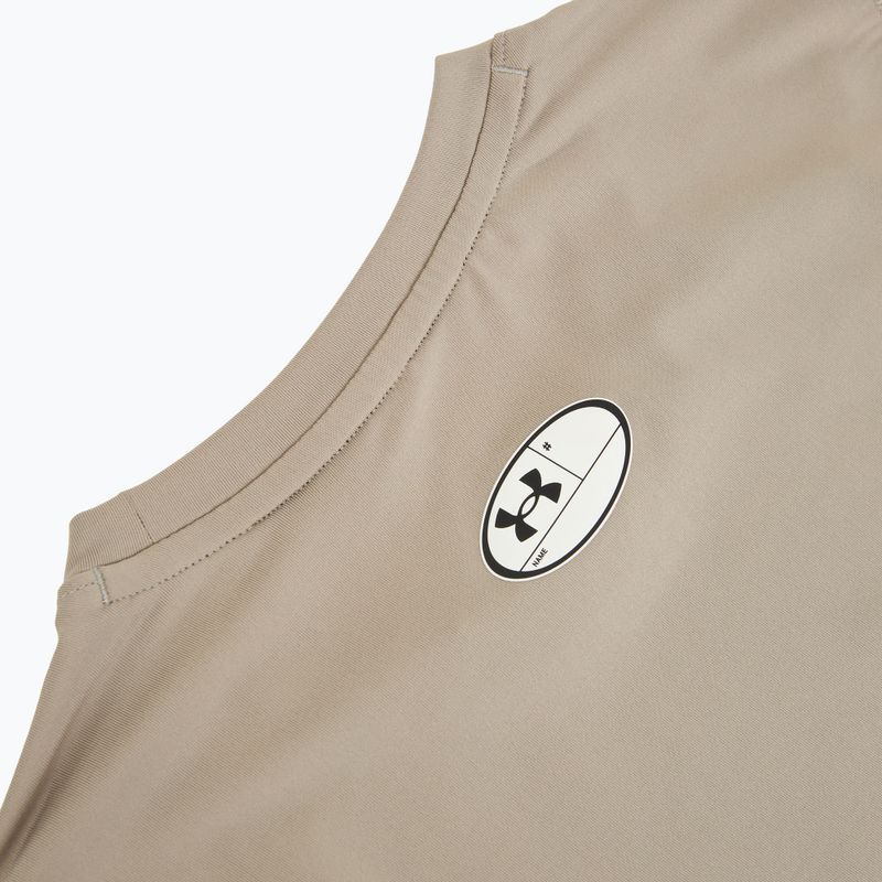 Men's training shirt Under Armour HG Armour Comp timberwolf taupe/white 4
