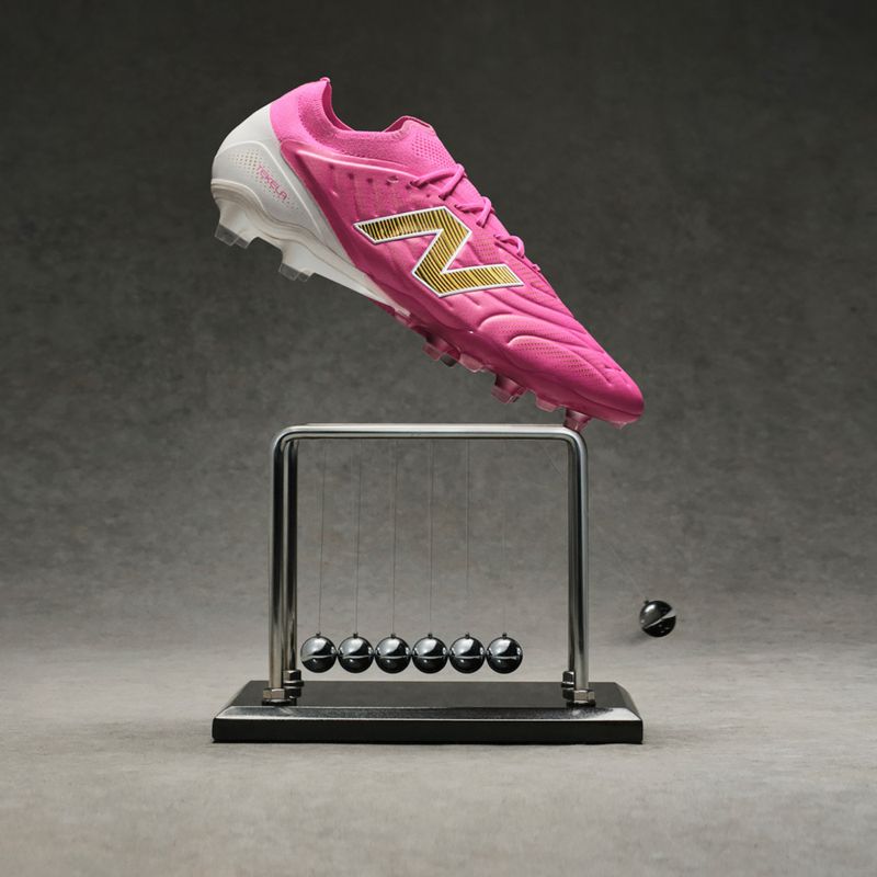 Football boots New Balance Tekela Elite Low V5 FG pink heat/metallic gold/pink satin 8
