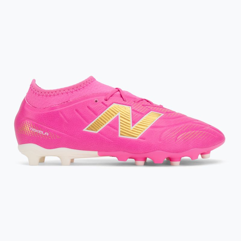 Children's football boots New Balance Tekela Team V5 pink heat/metallic gold/pink satin 2