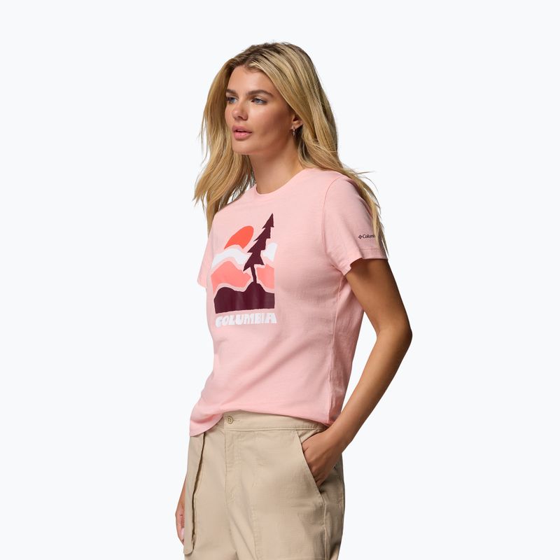 Women's trekking T-shirt Columbia Ruby Springs Graphic Fitted pink sand/get hiked 4