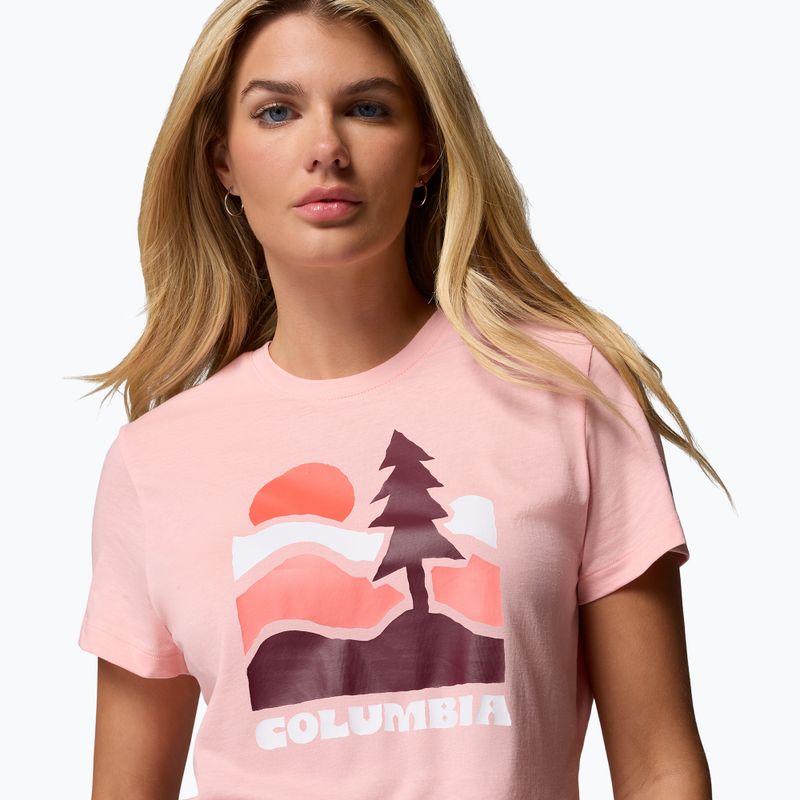 Women's trekking T-shirt Columbia Ruby Springs Graphic Fitted pink sand/get hiked 5