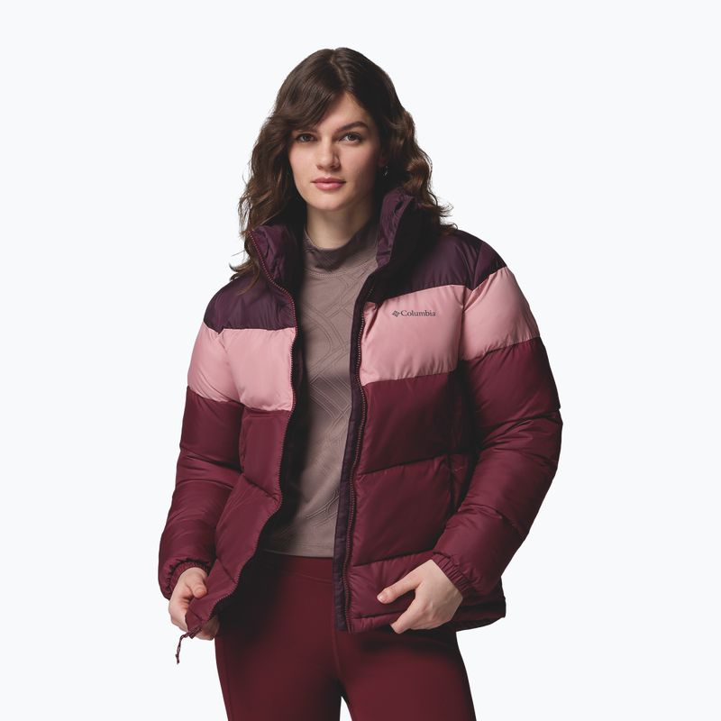 Women's insulated jacket Columbia Puffect II Colorblock rich wine/eraser pink/moonvista 5