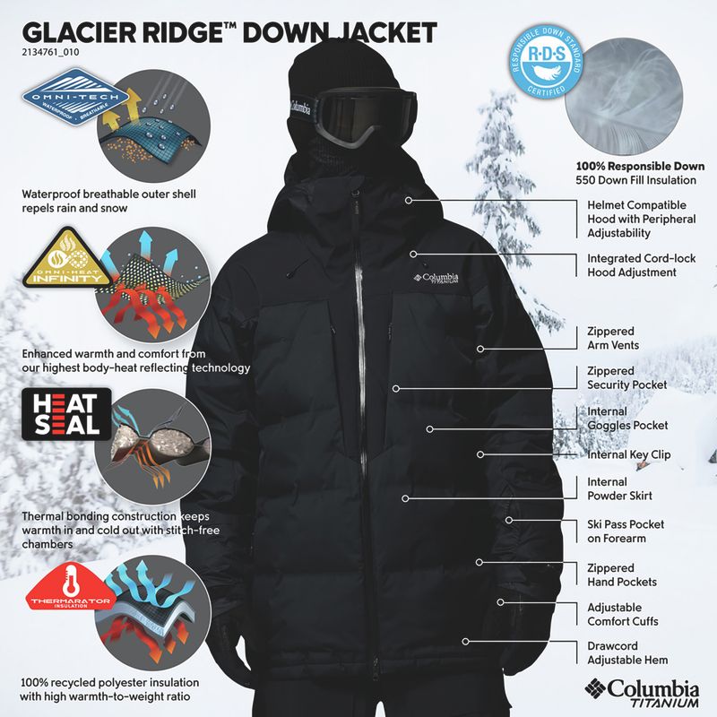 Men's ski jacket Columbia Glacier Ridge Down black 15