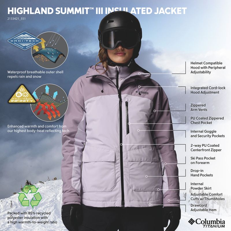Women's ski jacket Columbia Highland Summit III Insulated lavender pearl/shale purple 13