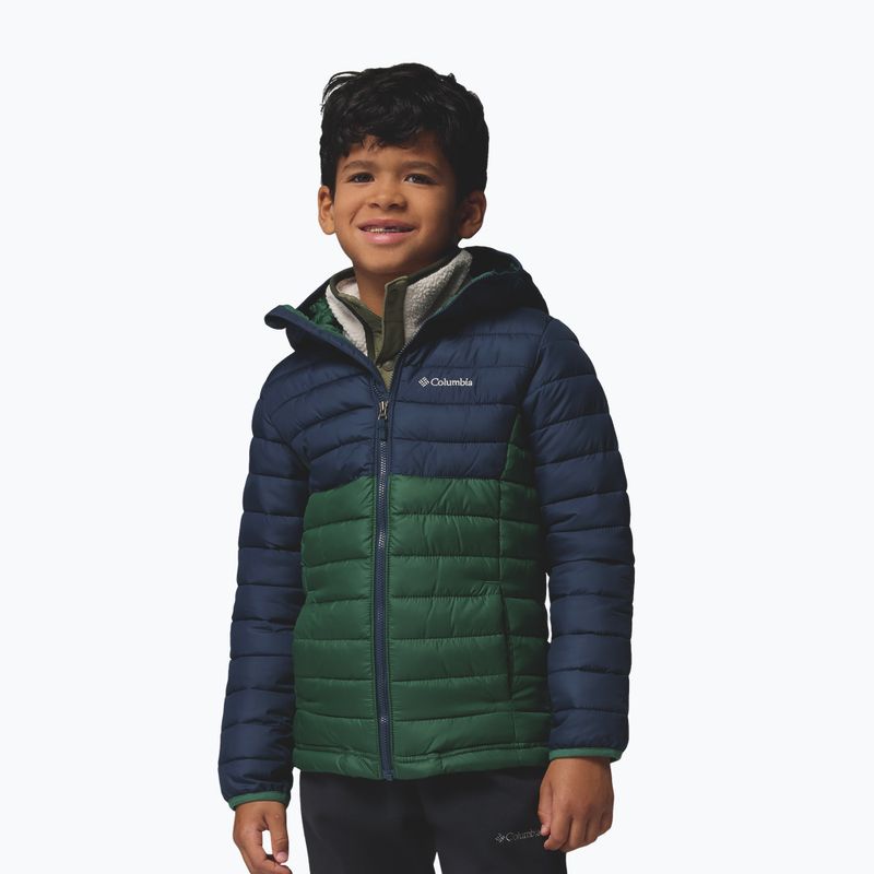 Children's jacket Columbia Powder Lite II Hooded rain forest/collegiate navy