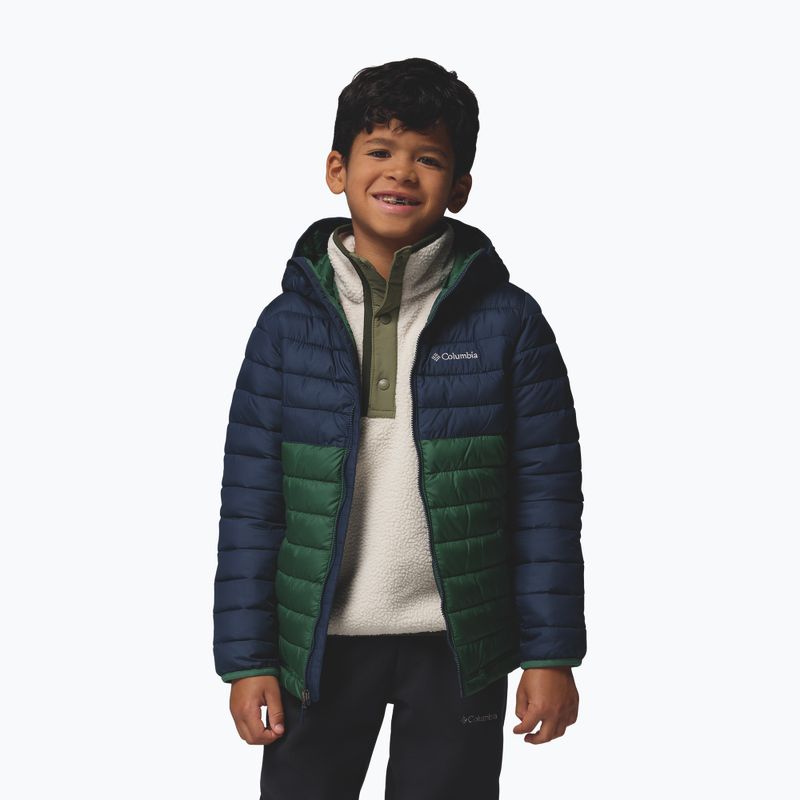 Children's jacket Columbia Powder Lite II Hooded rain forest/collegiate navy 5