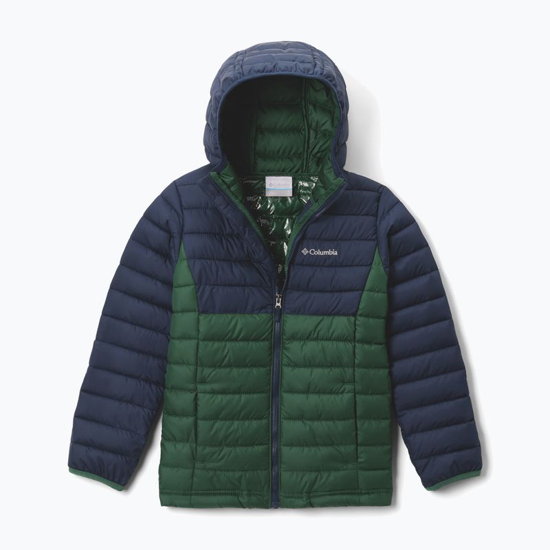 Children's jacket Columbia Powder Lite II Hooded rain forest/collegiate navy 8