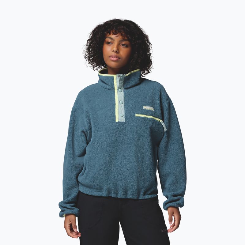 Women's fleece sweatshirt Columbia Helvetia II Cropped Half Snap Fleece everblue/crushed blue/citron haze
