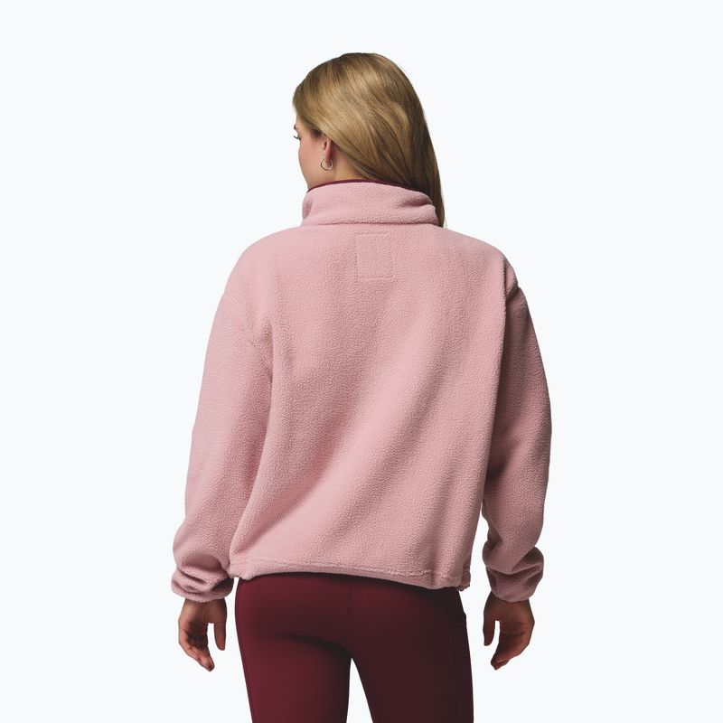 Women's fleece sweatshirt Columbia Helvetia II Cropped Half Snap Fleece eraser pink/fig/rich wine 3
