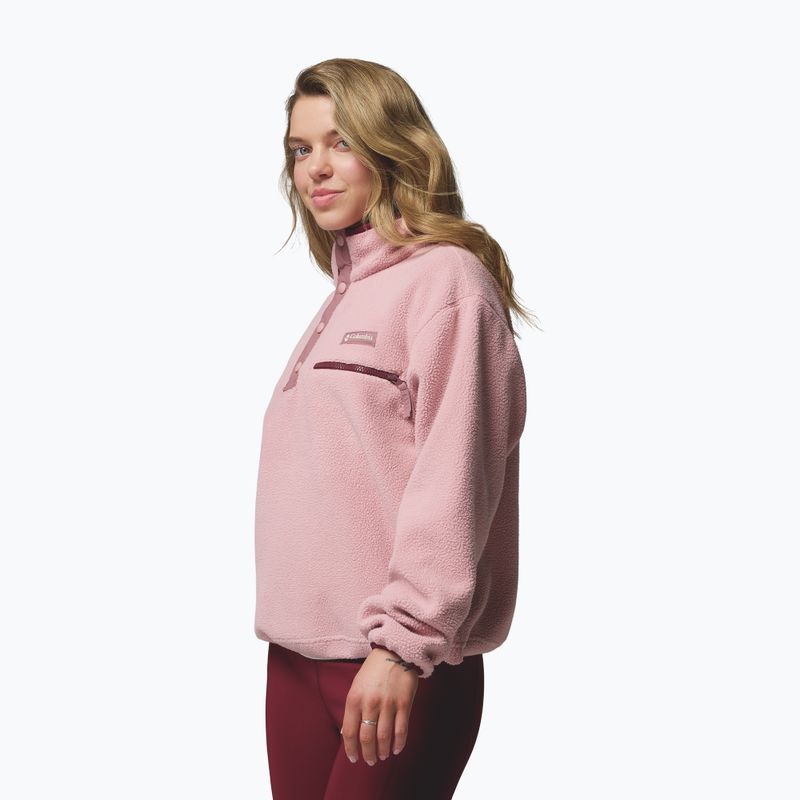 Women's fleece sweatshirt Columbia Helvetia II Cropped Half Snap Fleece eraser pink/fig/rich wine 4