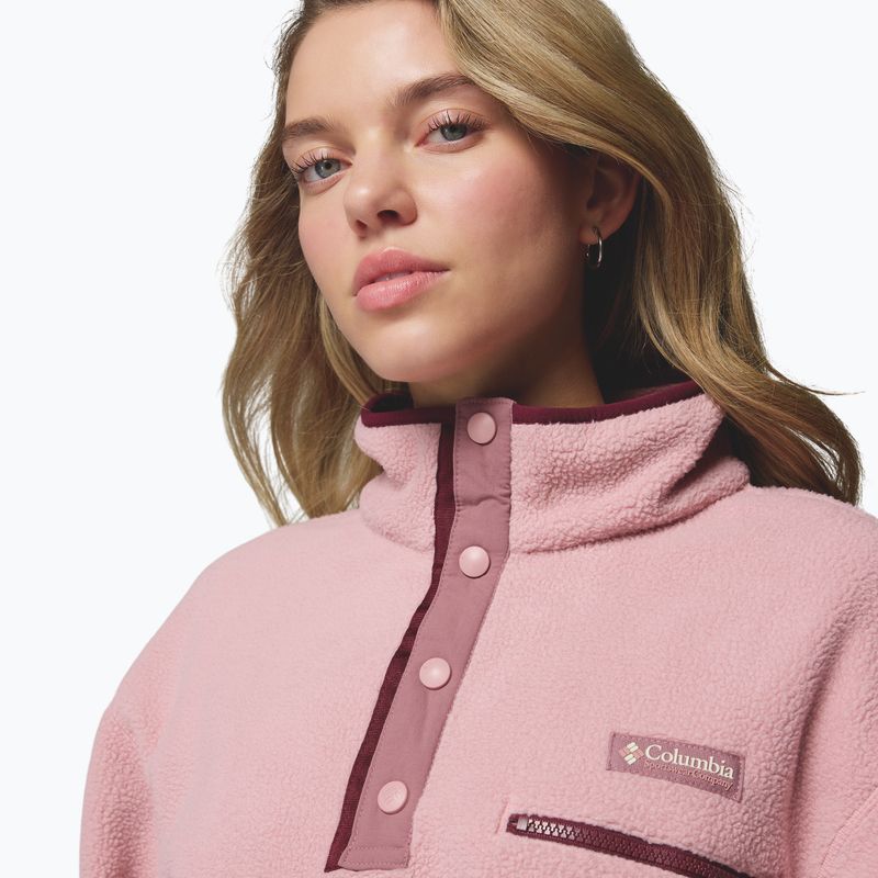 Women's fleece sweatshirt Columbia Helvetia II Cropped Half Snap Fleece eraser pink/fig/rich wine 5