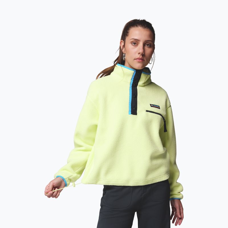 Women's fleece sweatshirt Columbia Helvetia II Cropped Half Snap Fleece citron haze/black/compass blue 5