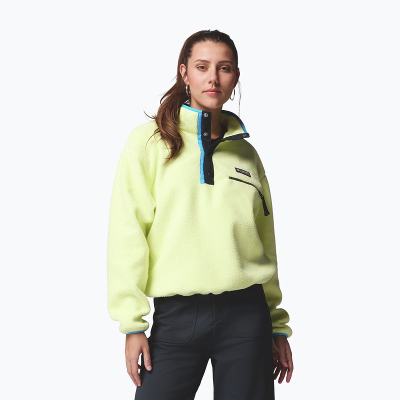 Women's fleece sweatshirt Columbia Helvetia II Cropped Half Snap Fleece citron haze/black/compass blue 6