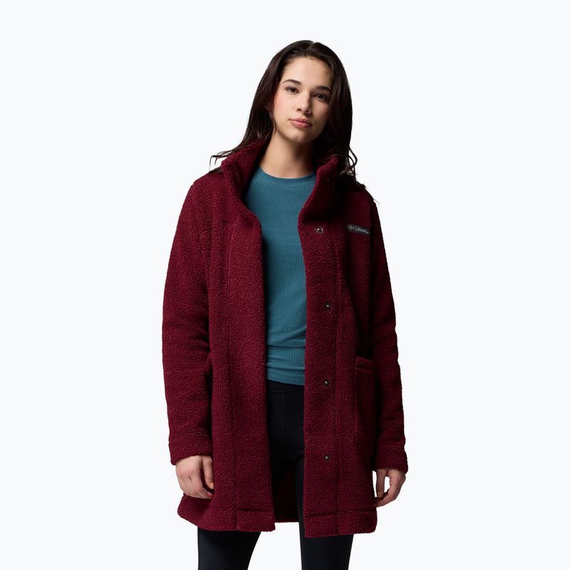 Women's long fleece jacket Columbia Panorama Long rich wine 5