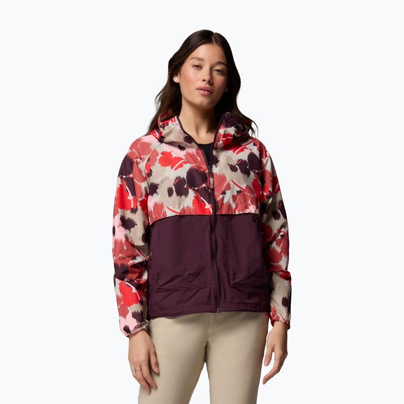 Women's wind jacket Columbia Spire Valley Printed Windbreaker washed red ikatbloom print/moonvista