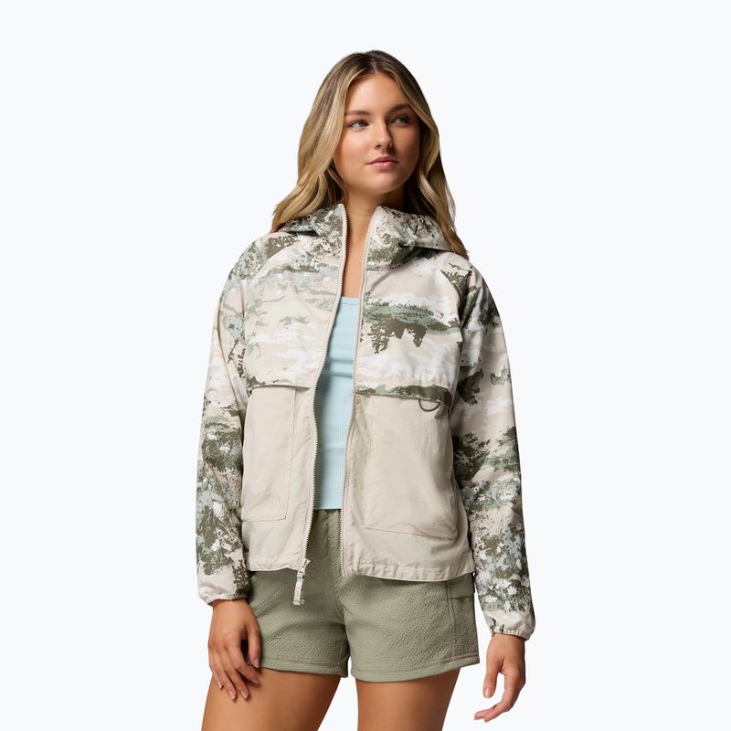Women's wind jacket Columbia Spire Valley Printed Windbreaker safari fieldaze print/dark stone 5