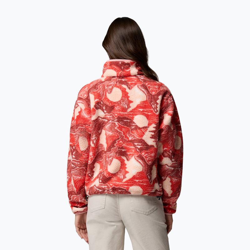 Women's fleece sweatshirt Columbia Helvetia II Printed Cropped Half Snap poppy red/sunscape 3