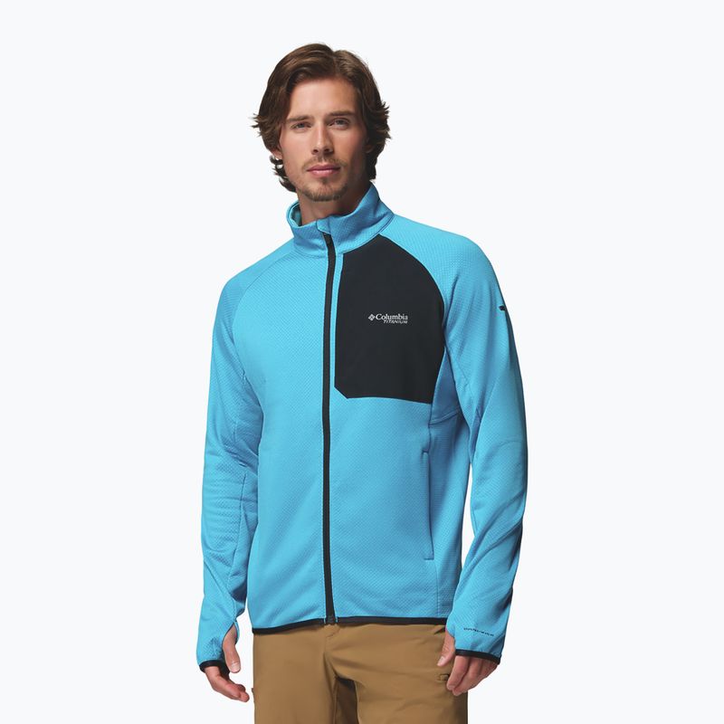 Men's trekking sweatshirt Columbia Triple Canyon Grid Fleece Full Zip II compass blue heather/black 5