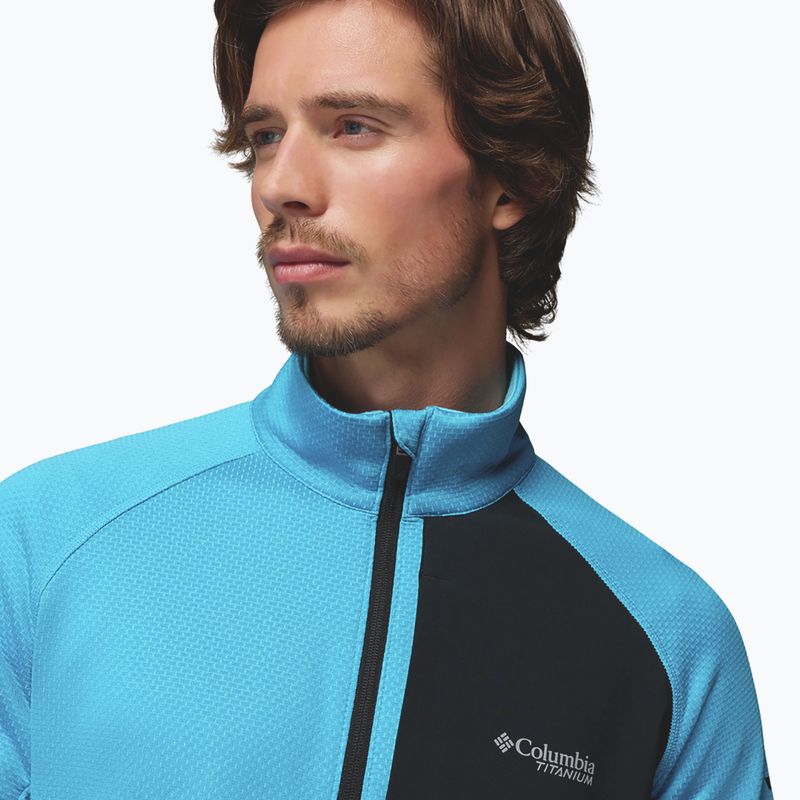 Men's trekking sweatshirt Columbia Triple Canyon Grid Fleece Full Zip II compass blue heather/black 6