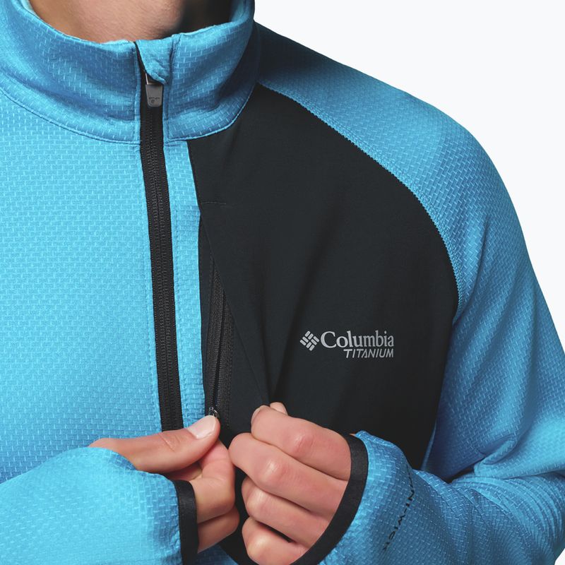 Men's trekking sweatshirt Columbia Triple Canyon Grid Fleece Full Zip II compass blue heather/black 8