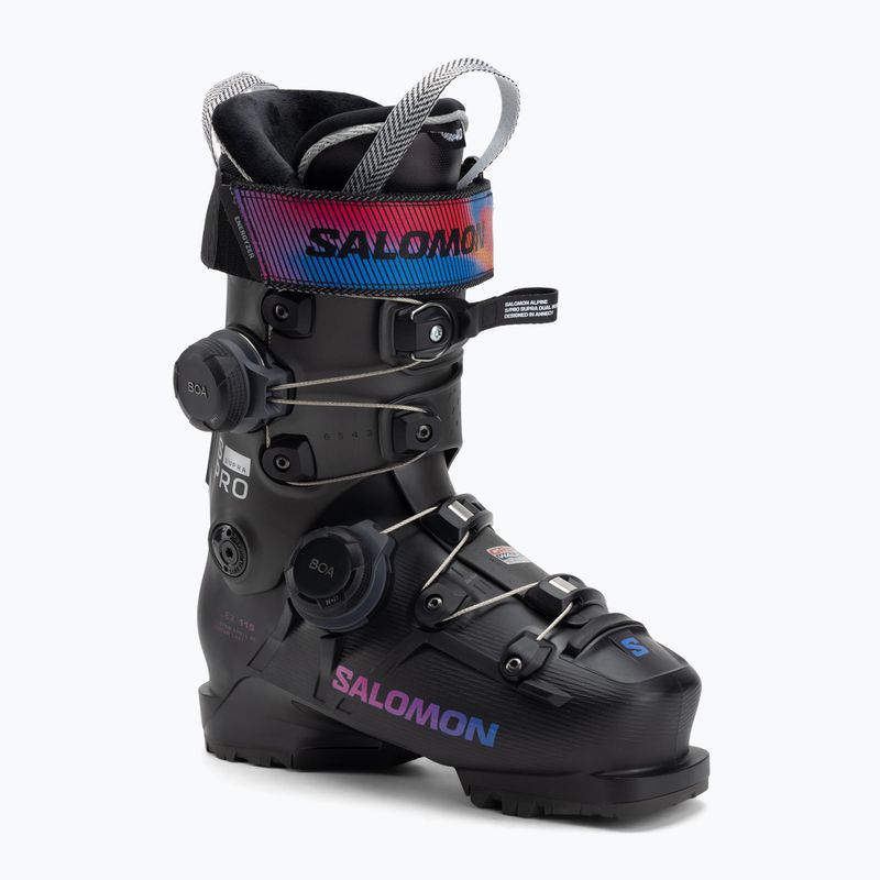 Women's ski boots Salomon S/Pro Supra Dual Boa 115 W black/beluga met./beetroot purple
