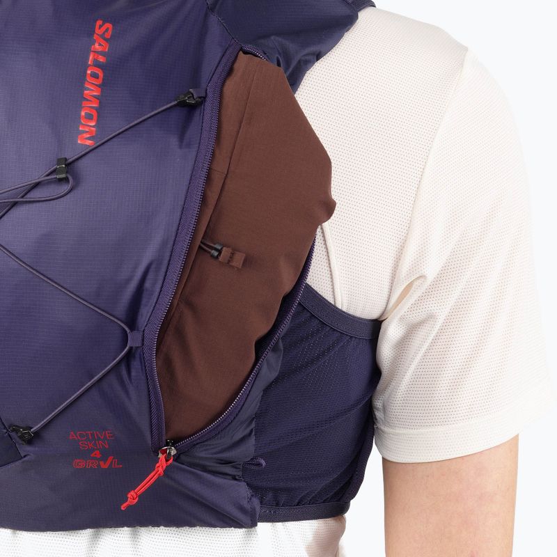 Running vest Salomon Active Skin 4 GRVL martime blue / astral aura / haute red 7