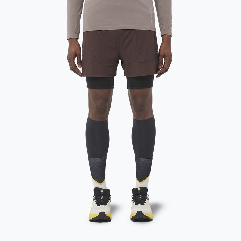 Men's running shorts Salomon Sense 2IN1 coffee bean
