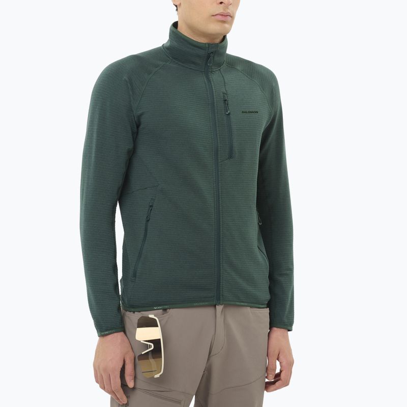 Men's trekking sweatshirt Salomon Essential Lightwarm Full Zip green gables