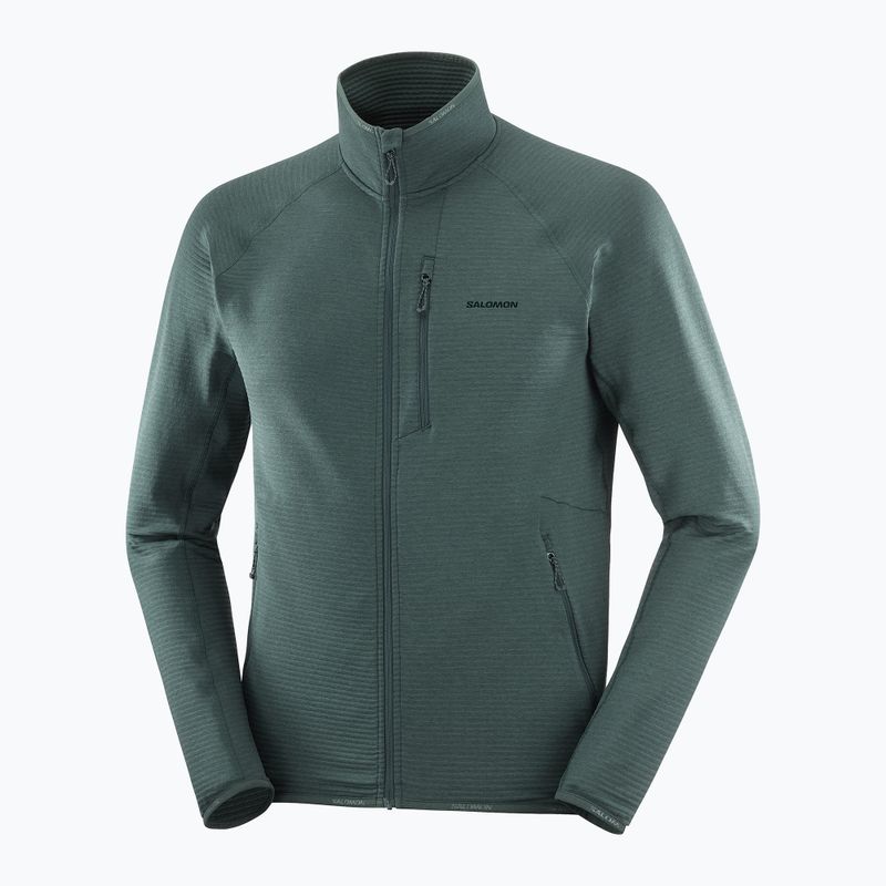 Men's trekking sweatshirt Salomon Essential Lightwarm Full Zip green gables 3